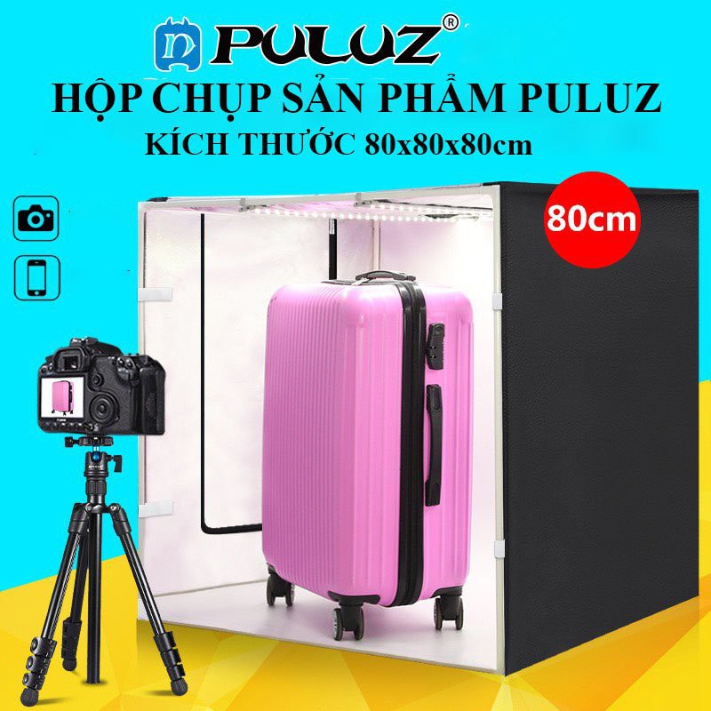 Hộp Chụp Hình Ảnh Sản Phẩm 80 x 80cm PULUZ Đèn Led Siêu Sáng 2 Dãy + Tặng kèm 6 phông nền 5.0