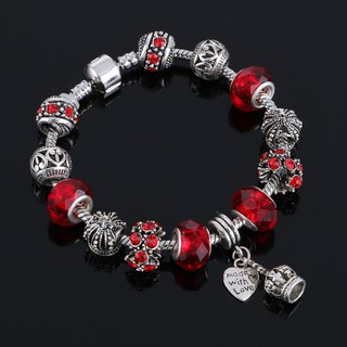 Vòng tay charm đính hoa, Vòng Charm lắc chuông trái tim cực dễ thương VT01