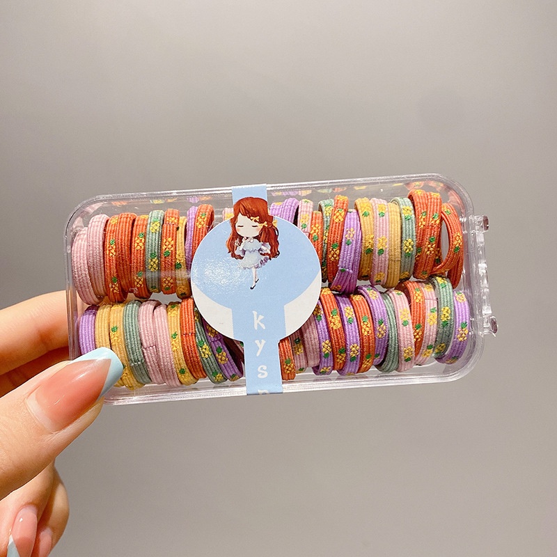 Set 60 / 90 Dây Buộc Tóc Cao Su Màu Kẹo Ngọt Không Đau Dễ Thương Cho Bé Gái