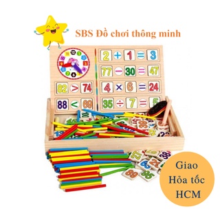 Hộp que tính kèm 100 số gỗ cho bé - Đồ chơi gỗ toán học thông minh