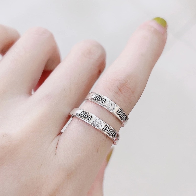Nhẫn đôi bạc ta Khắc chữ theo ý muốn , sáng bóng dày dặn - Vàng Bạc Khải Khải