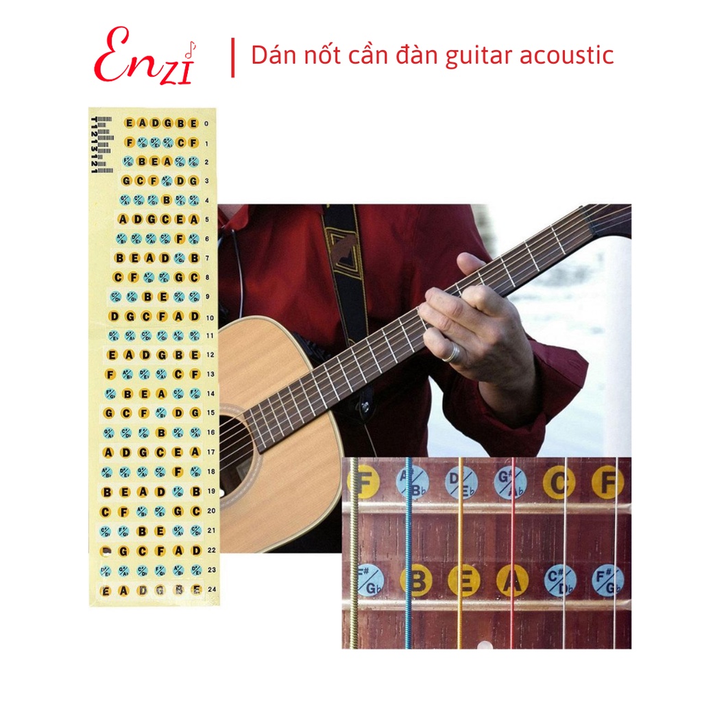 Sticker guitar ukulele dán nốt cần đàn guitar ukulele