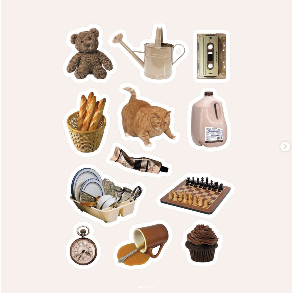 Daice || brown sticker pack  - bộ 12 sticker/nhãn dán/decal chống nước trang trí
