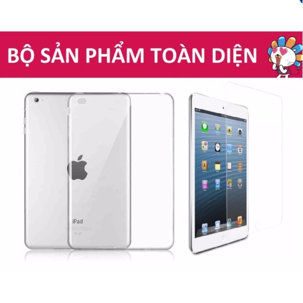Bộ ốp lưng silicon và kính cường lực iPad Air 1/Air 2/iPad 2,3,4 / mini 1,2,3,4/ iPad Pro