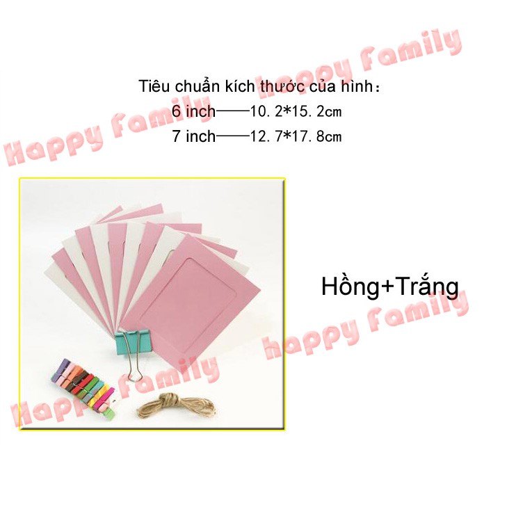 Set khung hình bìa cao cấp trắng+hồng 6 inch