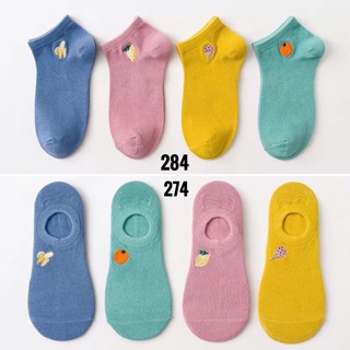 Set 4 đôi tất cao cấp cổ ngắn nữ hãng Caramella chất vải cotton co giãn thấm hút mồ hôi 274