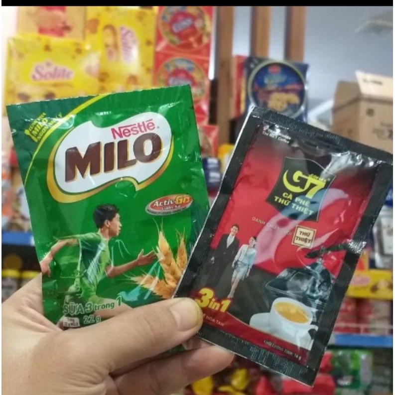 Cafe G7 mới hoà tan 1 gói 16g và Milo 22g hoà tan 1 gói | BigBuy360 - bigbuy360.vn