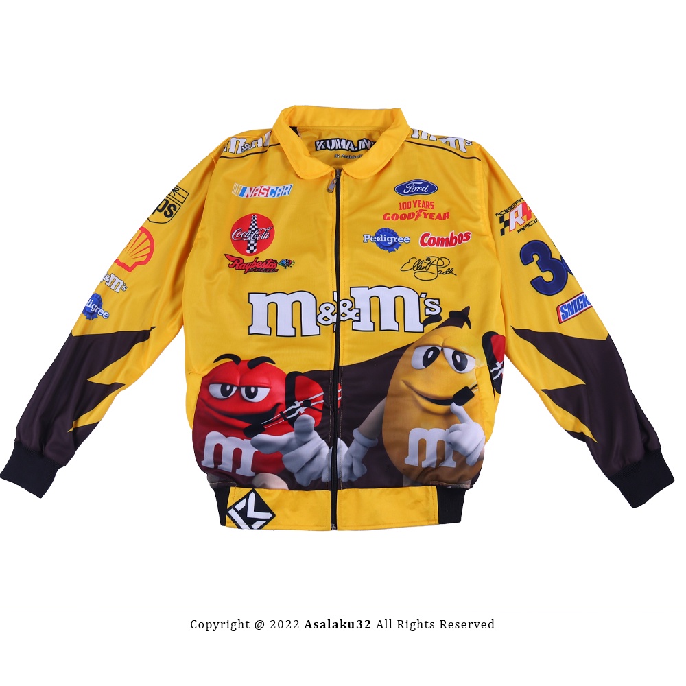 Nascar Áo Khoác Bóng Chày Màu Vàng / Trắng SIZE M / L / XL Mới Nhất