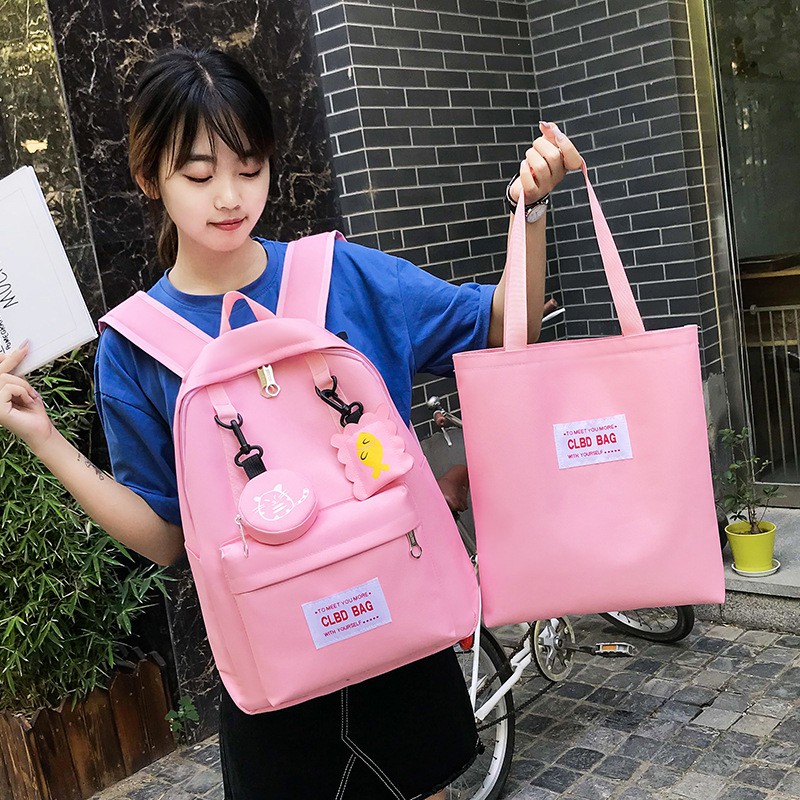 SET Balo học sinh nữ Hàn Quốc 2 món quá xinh xắn và đáng yêu, balo đẹp giá rẻ thời trang - BL2506