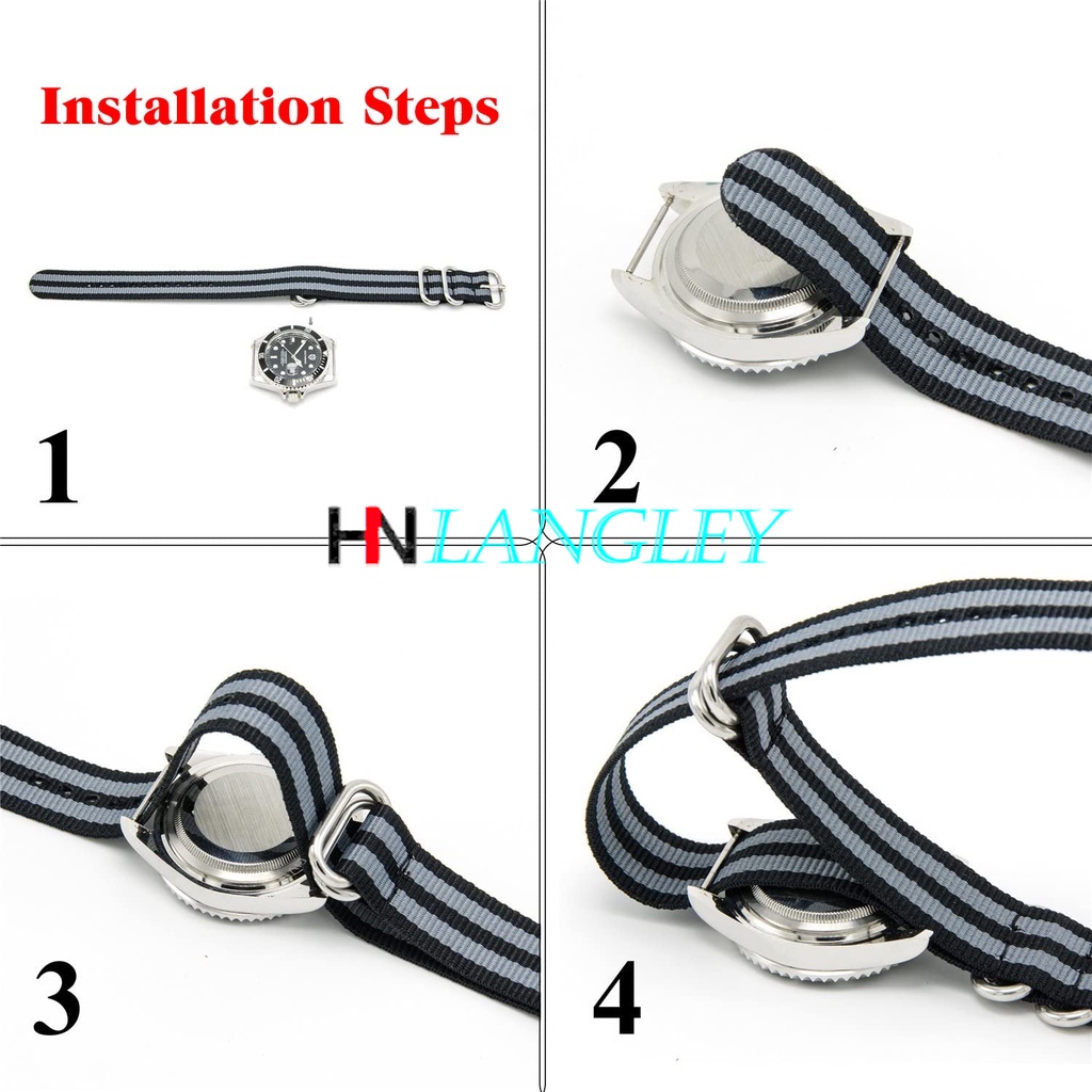 Dây Đồng Hồ Thay Thế 18mm 24mm Zulu NATO Bằng Vải Canvas Dày Dặn Có Khóa Vòng Inox Cho Nam