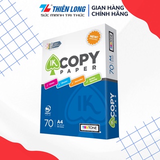 Giấy A4, giấy photo IK Copy 70gsm, ream 500 - Giấy in A4 đều màu không gợn sóng, độ dày cao, chữ in không lem