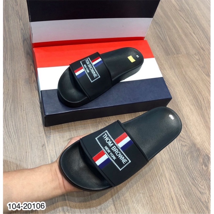 Dép Nam Thom Browne Đế Cao Su - Dép Nam Quai Ngang Đế Đúc Cao Su Non Siêu Êm Chân
