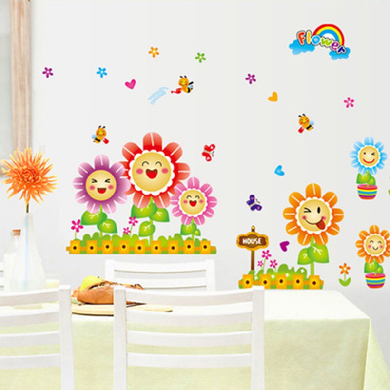 Decan dán chân tường cho bé yêu Hoa mặt trời - decal cao cấp có keo sẵn dán dễ dàng tại nhà AMYSHOP