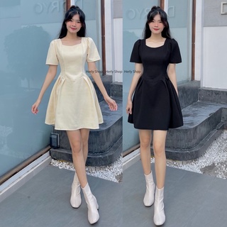 Đầm xoè xếp ly hông tay bồng