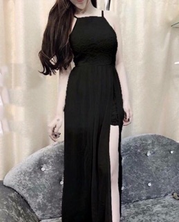 Đầm maxi voan phối ren