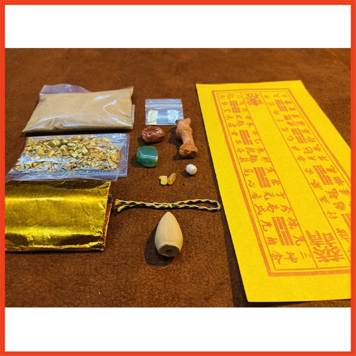 Cốt bát hương -bộ thất bảo chuẩn tặng nụ trầm gạo vàng ngũ vị