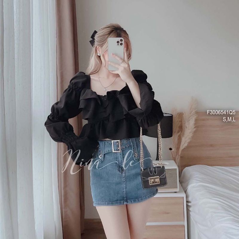 Chân váy jean ngắn lưng cao kèm dây nịt có lót quần trong ! HÀNG VNXk!!!