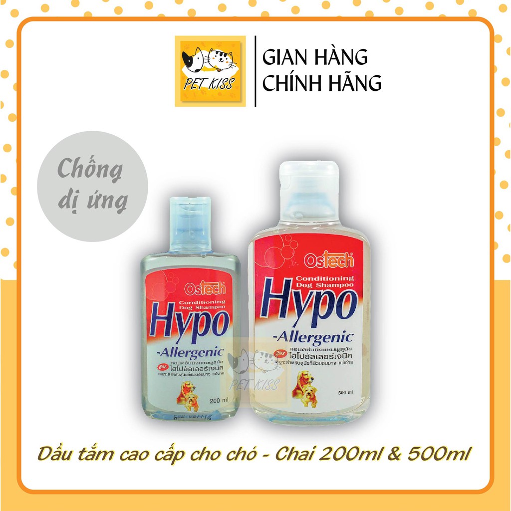 Dầu tắm cao cấp chống dị ứng cho chó Ostech HYPO-ALLERGENIC 200ml và 500ml