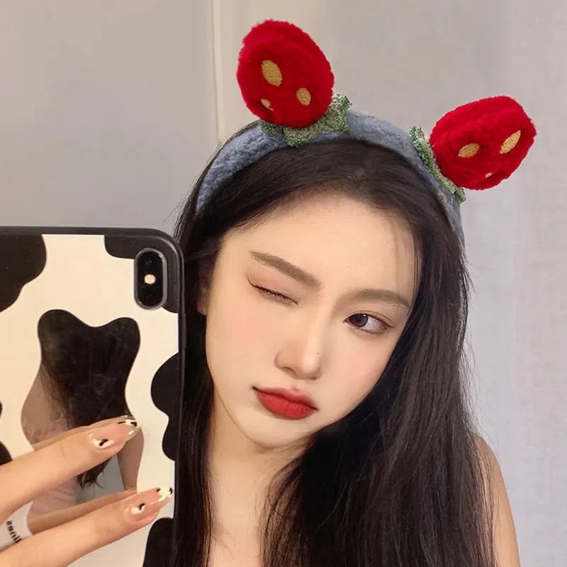 Bờm cài tóc hình trái dâu tây nhiều màu dễ thương cute, băng đô quả dâu chống trượt tóc xinh xắn