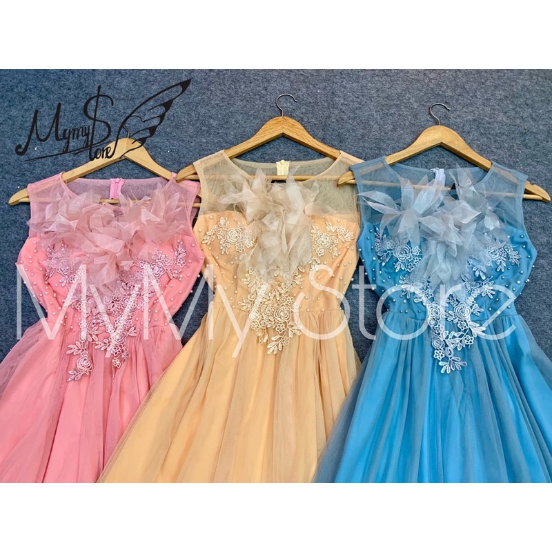 Đầm dự tiệc công chúa phối hoa nổi TRIPBLE T DRESS -size M/L (kèm ảnh/video thật) MS137Y