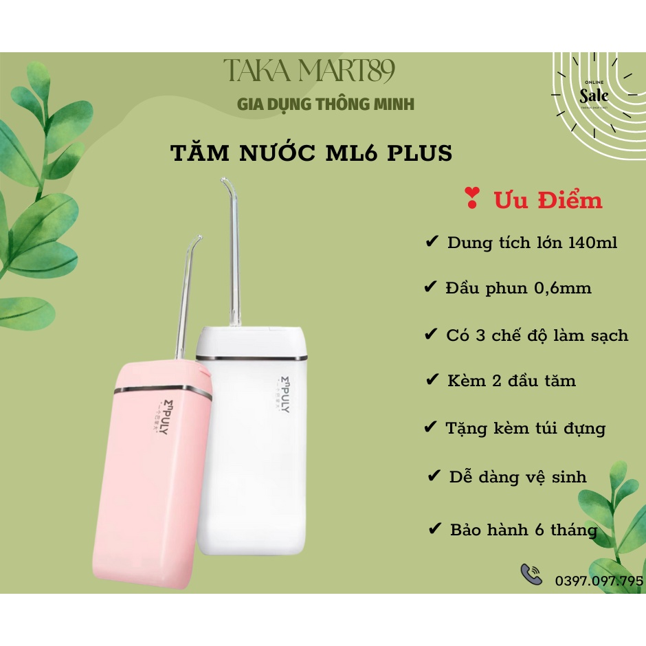 Máy Tăm Nước Mini Xiaomi Enpuly ML6 Plus Không Dây Pin 1100mah Bình Chứa Nước 130ml Dùng Chăm Sóc Răng Miệng