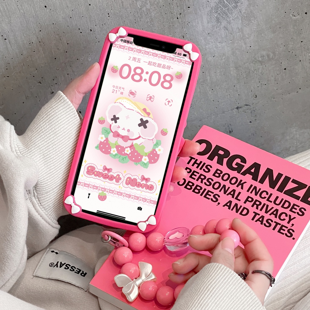 Cartoon wristband bow phone case for iPhone 14/13 /12PRO MAX/ 11/ 13PRO MAX Soft shell anti falling