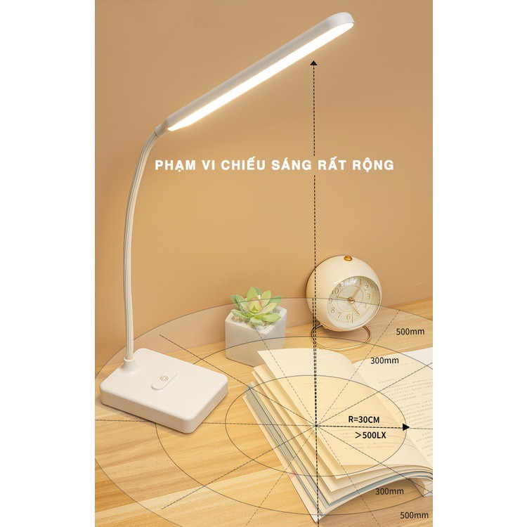 Đèn Học Để Bàn Đọc Sách Làm Việc Có Tích Điện Chống Cận, Led Chống Cận Cảm Ứng 3 Chế Độ
