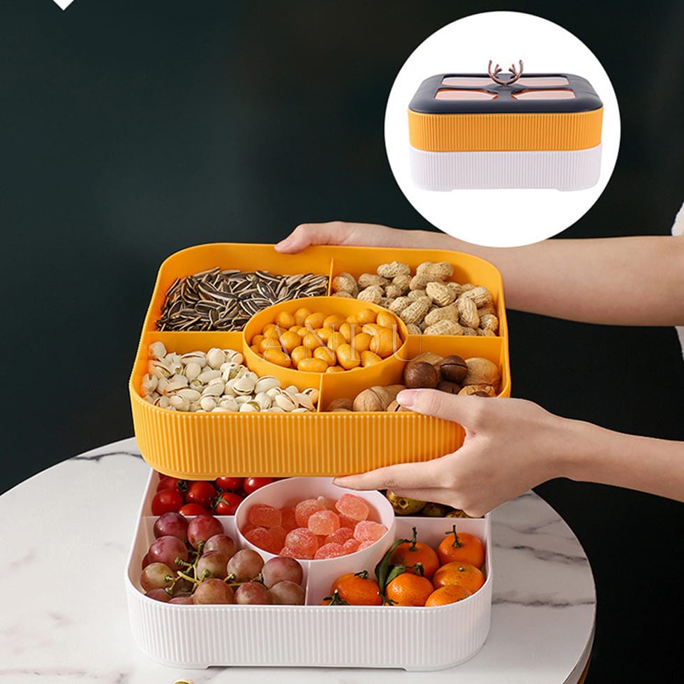 Khay Mứt Tết 2 Tầng Vuông Sang Trọng, Khay Đựng Bánh Kẹo Tết Mẫu Mới 2022