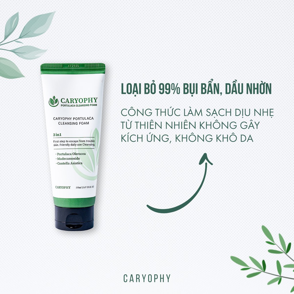 Sữa rửa mặt cho bà bầu cho da dầu mụn da khô da nhạy cảm Hàn Quốc chính hãng Caryophy 150ml