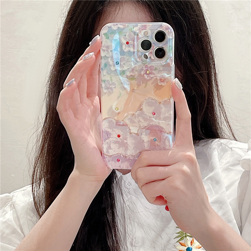 Ốp Điện Thoại Silicone In Hình Hoa Anh Đào Cho iPhone 15 14 11 12 13 X XS XR Pro Max 7 8Plus