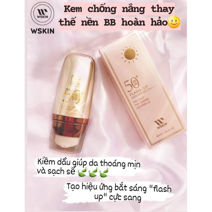 Kem chống nắng kèm Nền WSkin BB Flash Up Sun SPF50+ PA++++ 40ML (zeroshop)