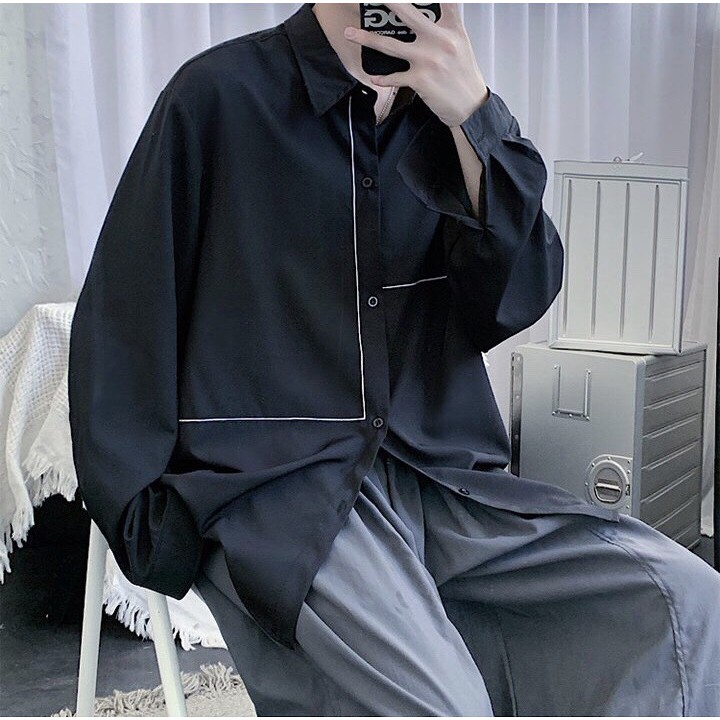 Áo sơ mi nam nữ form rộng 2N Unisex somi kẻ khoác ngoài số 20