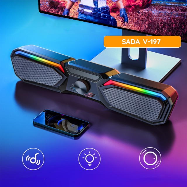 Loa Soundbar - Loa Máy Tính SaDa V197- Tích Hợp Bluetooth - Led RGB Tuỳ Chọn Đổi Màu Siêu Ngầu