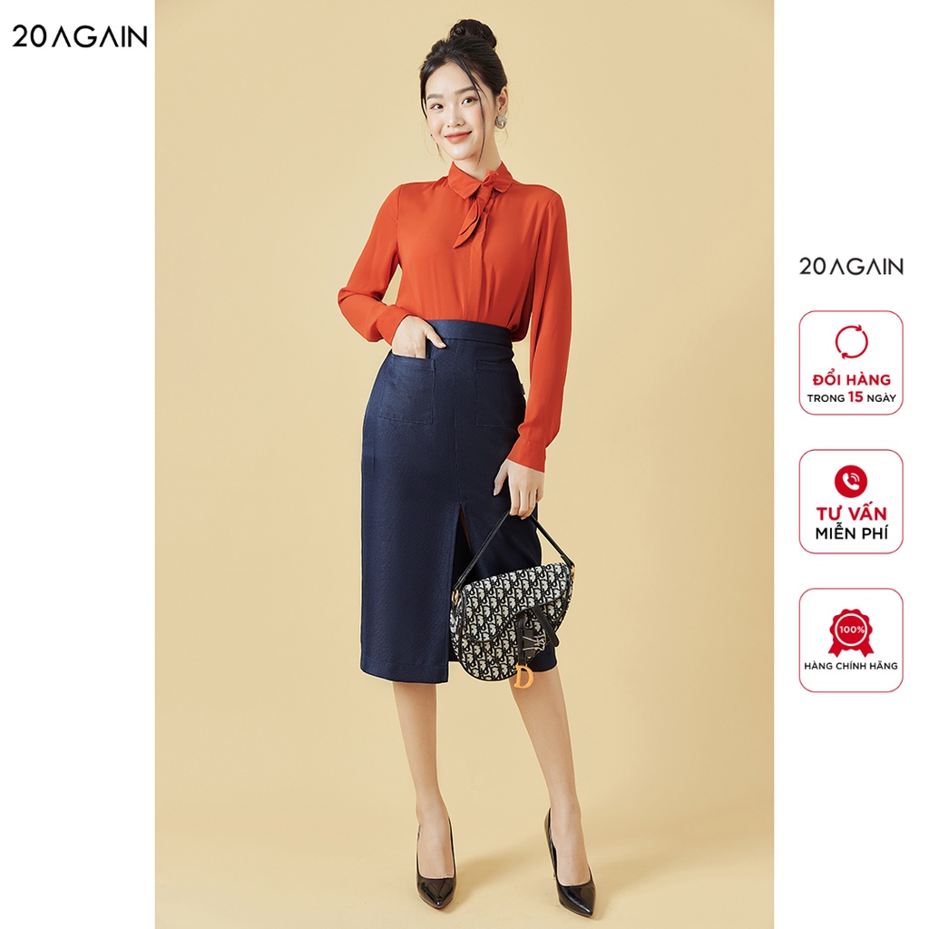 [Mã WABRAG99 giảm 10% đơn 99K] Chân váy dáng dài 2 túi ốp 20AGAIN, thiết kế công sở thanh lịch JDW1136