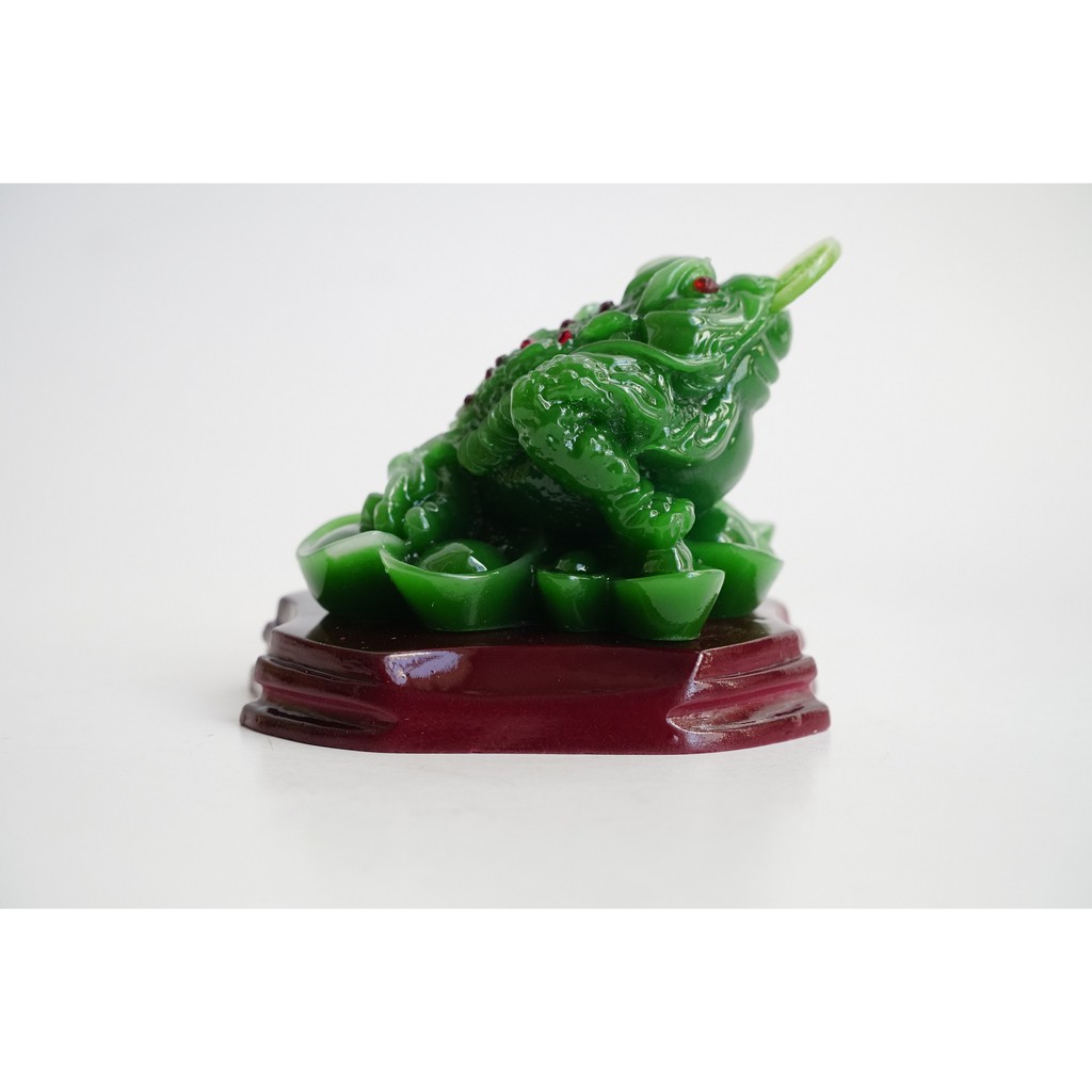 Tượng Cóc Thiềm Thừ xanh ngọc ngậm tiền tài lộc - Cao 7cm | BigBuy360 - bigbuy360.vn
