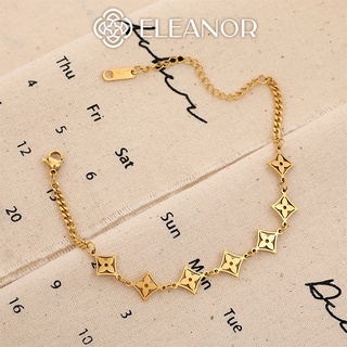 Lắc tay nữ titan Eleanor Accessories hình thoi phối hoa bốn cánh phụ kiện trang sức xinh
