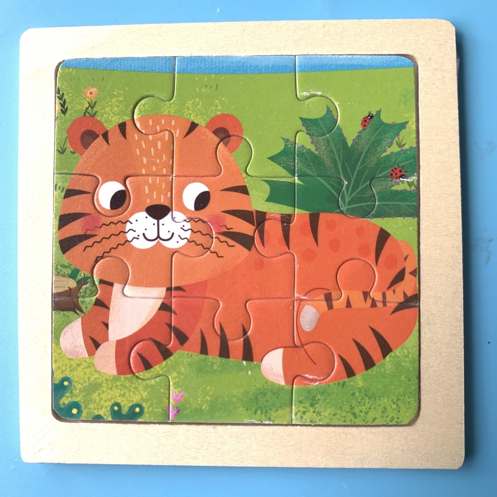 Tranh Xếp Hình 9 Mảnh Chủ Đề Động Vật Trong Rừng Size 11x11cm