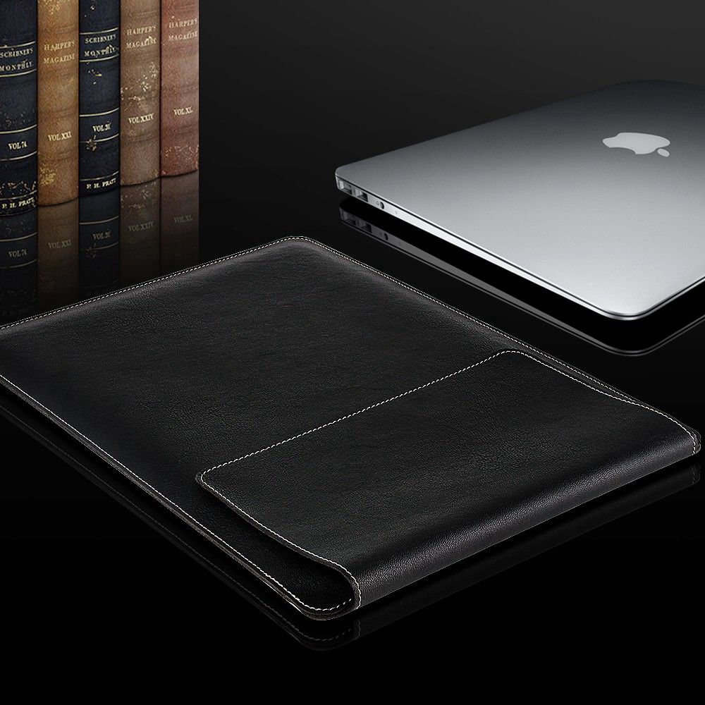 Set túi da PU đựng laptop Macbook Pro 15inch  tiện dụng hình thật màu xám-SKU-SETDA15-va