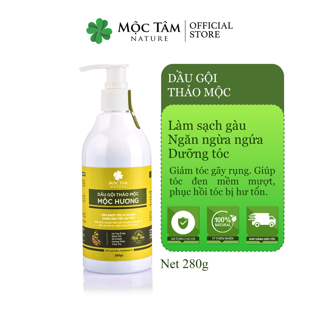 Dầu Gội Thảo Mộc Mộc Hương 280g - Sạch Sâu, Mềm Mượt Tự Nhiên (Mộc Tâm Nature)