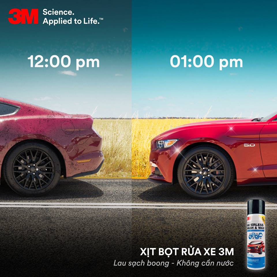 Chai Xịt Bọt Rửa Xe Không Cần Nước Và Làm Bóng Nhanh 3M Waterless Was 453g