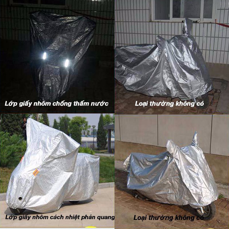 Bạt Trùm Xe Máy 3D Tráng Nhôm Cao Cấp Che Mưa Nắng Cách Nhiệt Chống Tia UV Tránh Phai Màu Xe vừa SH
