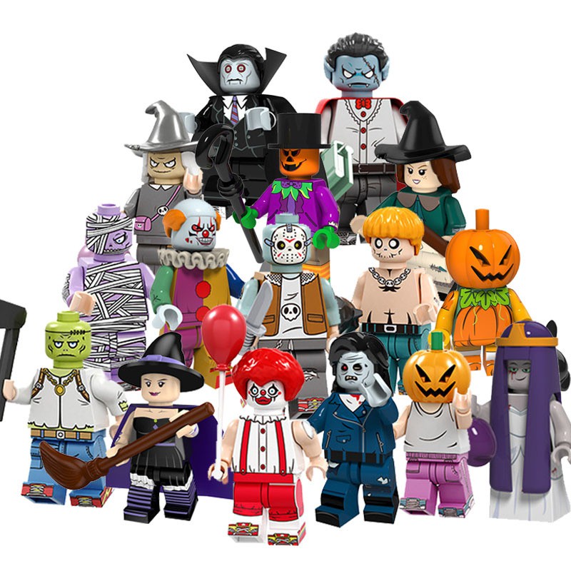 Bộ Đồ Chơi Lắp Ráp Lego Loại Nhỏ Hình Zombie / Ma Cà Rồng / Bí Ngô / Ma Phù Thủy Cho Halloween