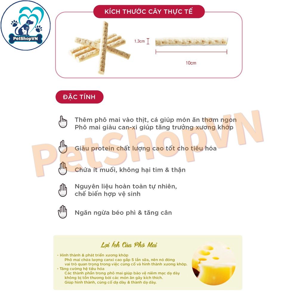 Bánh Thưởng Thịt Que Mềm Cho Chó BOWWOW Túi 50G Vị Gà, Phô Mai & Cá Hồi