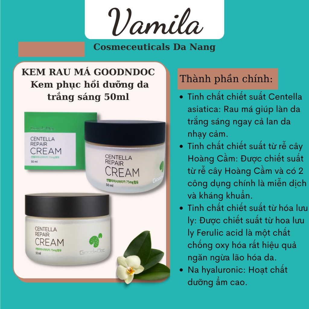 Combo Dưỡng Ẩm Cấp Ẩm Phục Hồi GoodnDoc Kem Rau Má Và Serum B5 Goodndoc