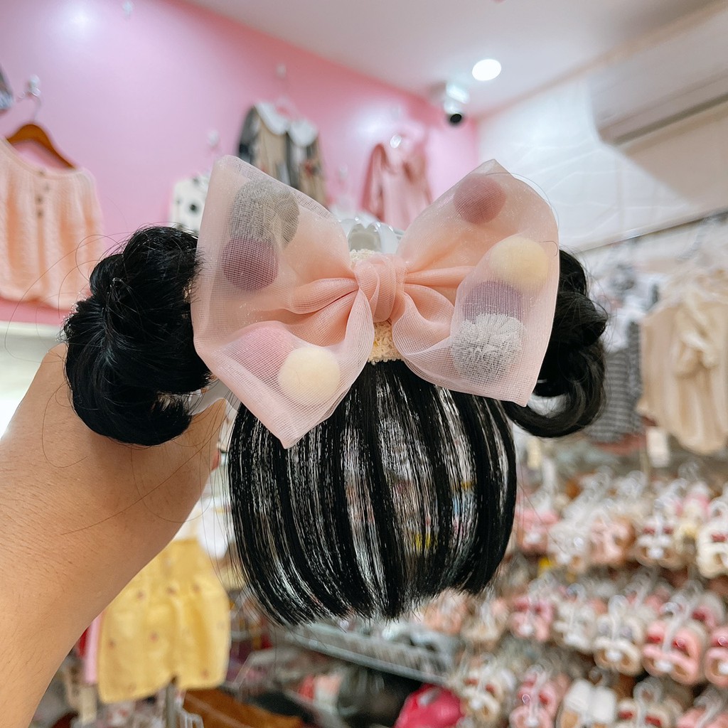 Tuban Tóc Giả Nơ Quả Bông Cho Bé