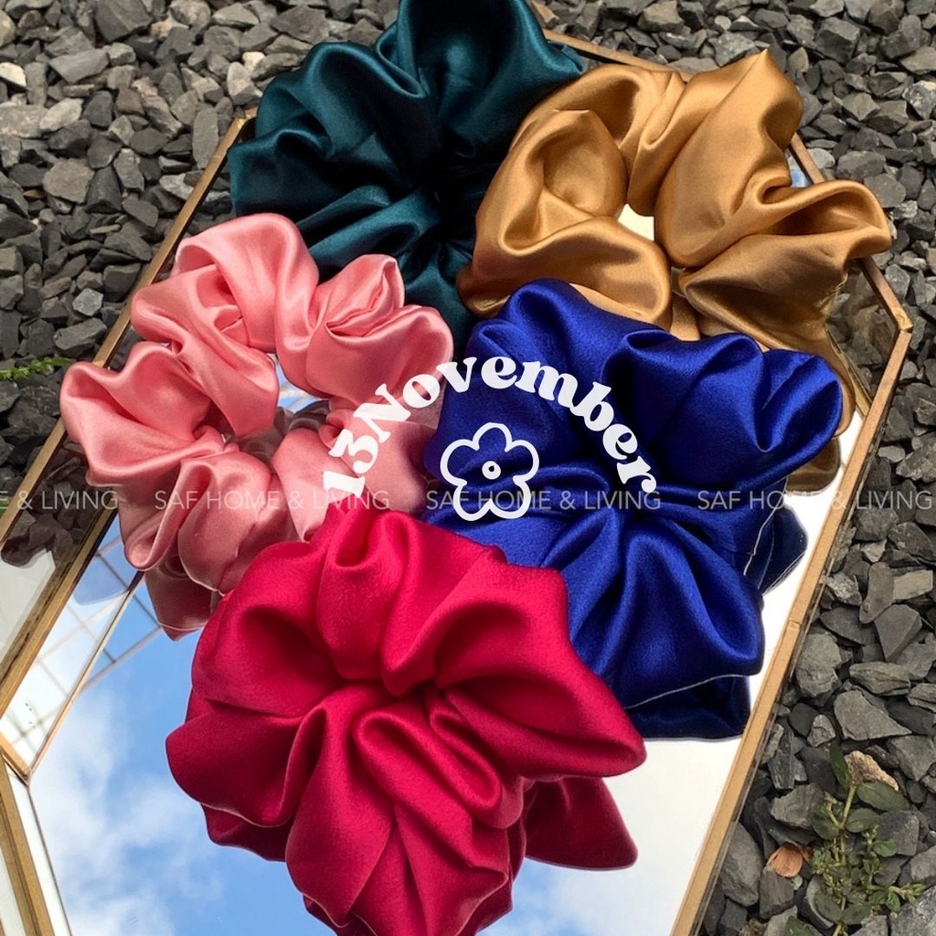 Scrunchies Cột Tóc Vải Lụa Satin, Phi Bóng Phong Cách Hàn Quốc Hiện Đại Dễ Thương Trơn Ánh