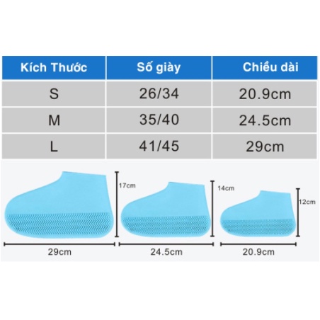 Bọc giày đi mưa bằng silicon. Hàng chất đẹp Loại 1 Siêu dai-Siêu dày, đủ màu, đủ size