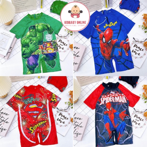 Bộ Đồ Bơi Liền Thân Ngắn Tay In Hoạt Hình Dễ Thương Cho Bé Trai 1-5 Tuổi K138 Kidbabyonline- Bộ bơi liền thân bé trai