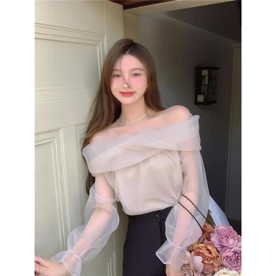 Áo voan tiểu thư kiểu trễ vai hot 2021