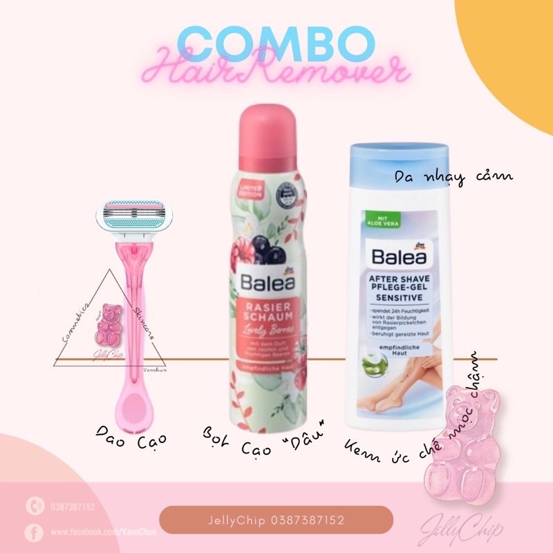 [CÓ SẴN]Combo Dao cạo + Bọt cạo + Kem ức chế mọc chậm